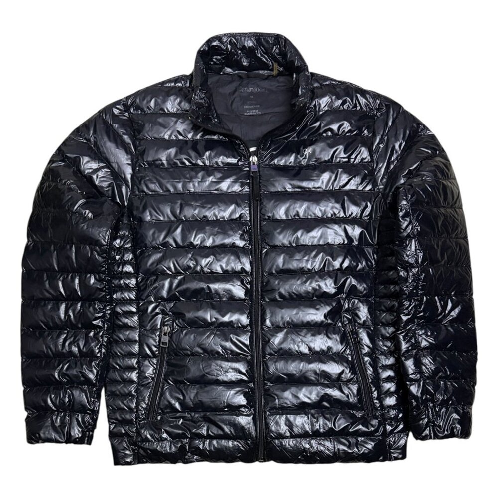 CALVIN KLEIN Premium Down Fill Shiny Winter Puffer Parka Jacket Coat Mens Medium